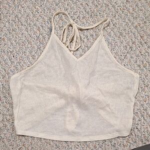 American Eagle Outfitters Cream Knit Crop Top